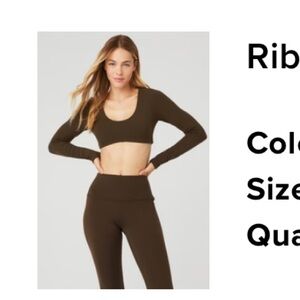 Ribbed Long Sleeve Bra in Espresso